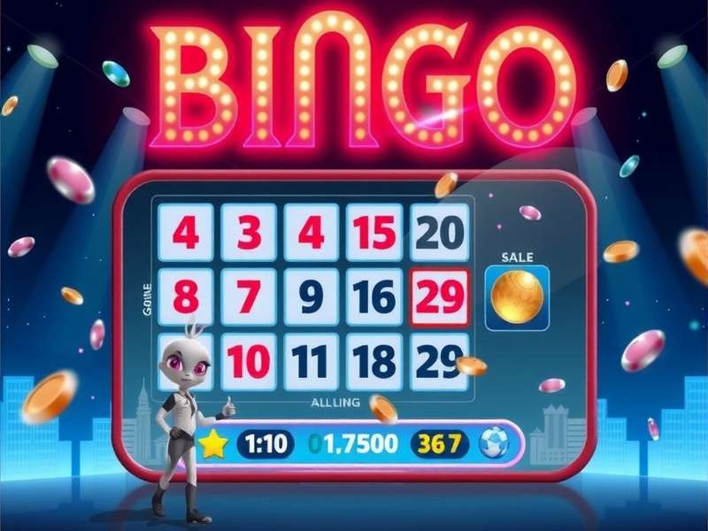 Live Bingo Game Session with animated numbers and cards on screen