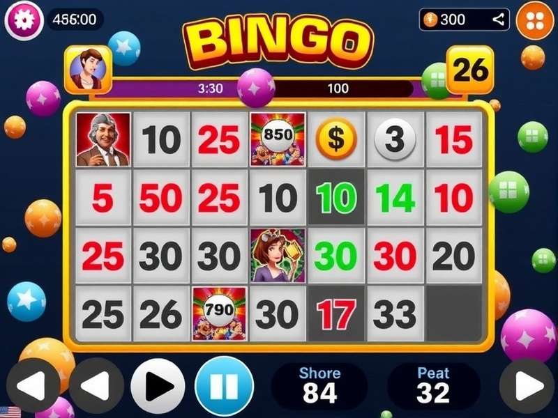 Bingo game interface on PC with numbers and cards