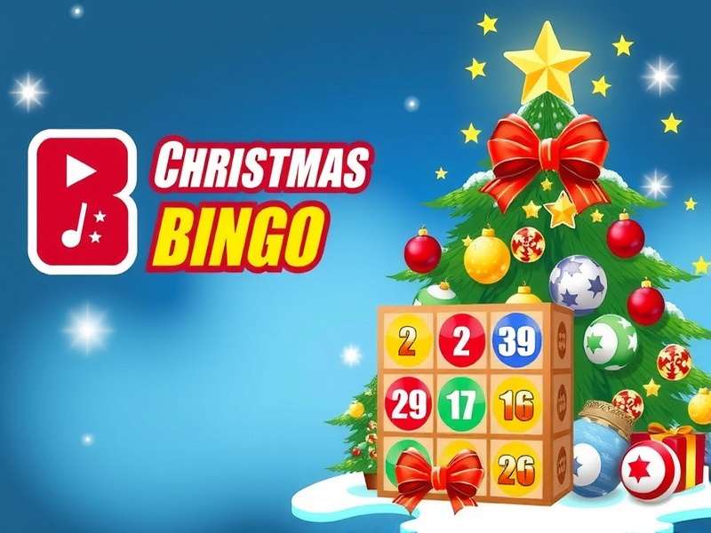 Festive Christmas Bingo Game with cards and decorations