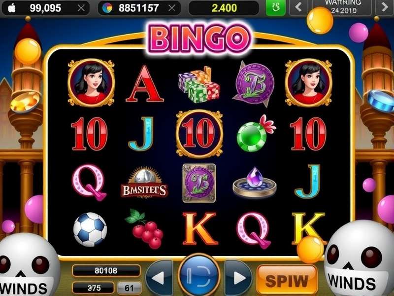Vibrant online bingo casino world interface showing cards and chat