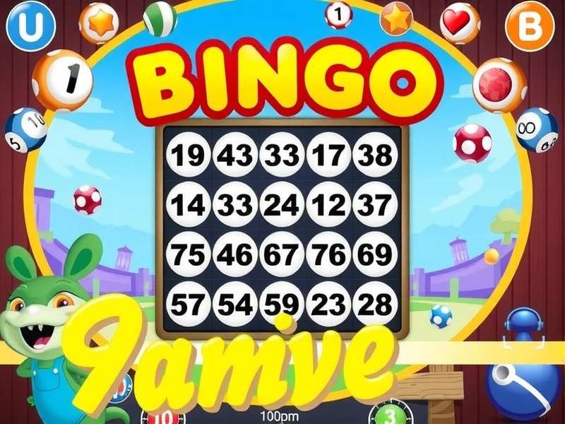 A diverse group of people playing Bingo online on various devices, smiling and interacting