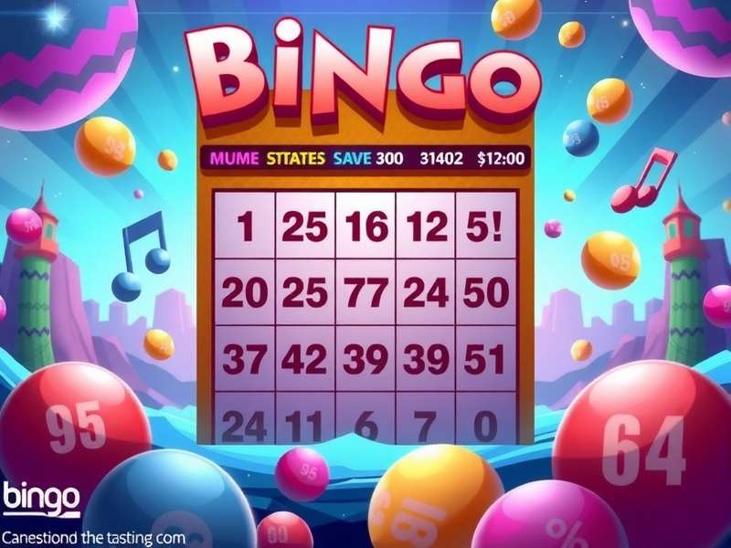 Person wearing headphones playing online Bingo with musical notes in the background