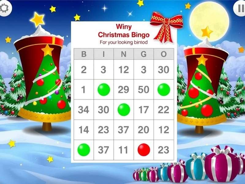 A screenshot of a virtual Christmas Bingo game on a laptop with participants on video call