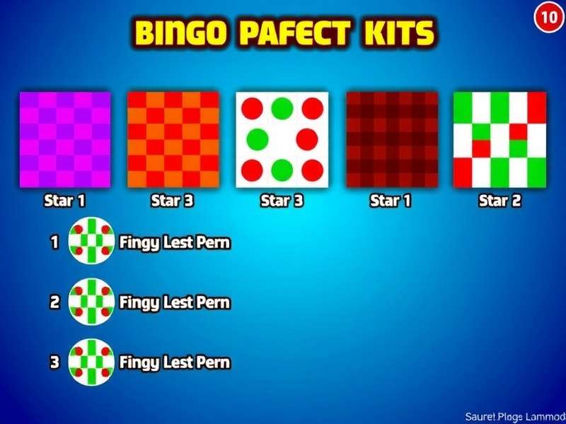 Colorful Bingo balls and cards arranged in various winning patterns