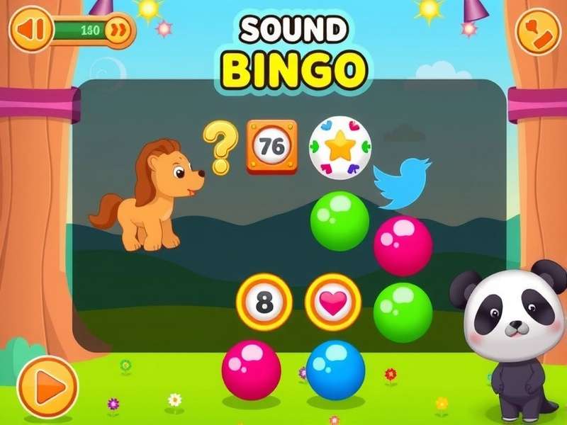 Children playing Sound Bingo game with audio cards and tokens in a colorful classroom setting