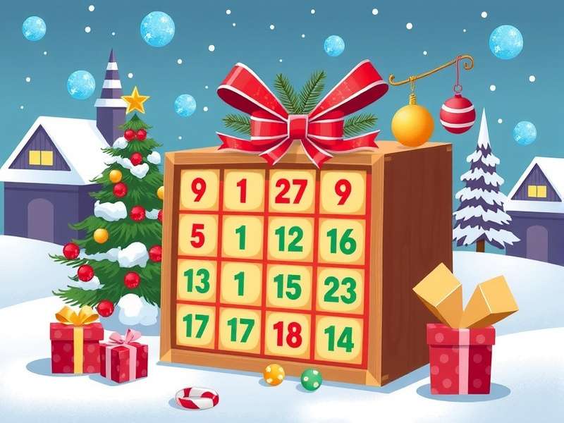 Christmas Bingo Game Amazon – festive bingo set with red and green cards, holly berries and golden bells