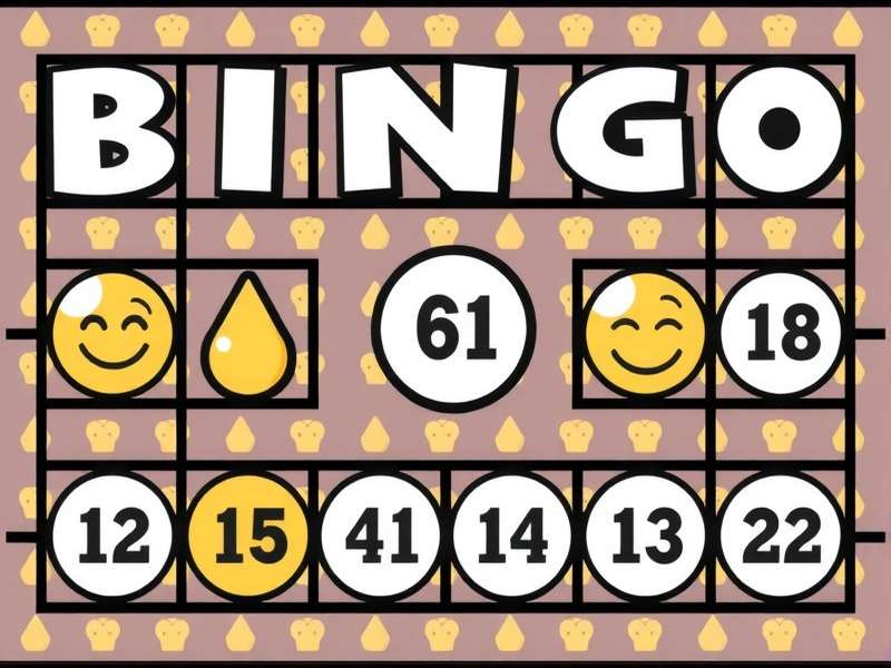 Bingo pattern template sample grid showing a 5x5 card with marked patterns in gold and white